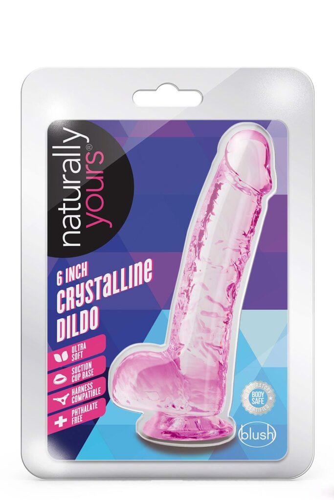 NATURALLY YOURS 6" CRYSTALLINE DILDO ROSE