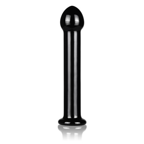 szklane czarne dildo z prostym trzonem i główką