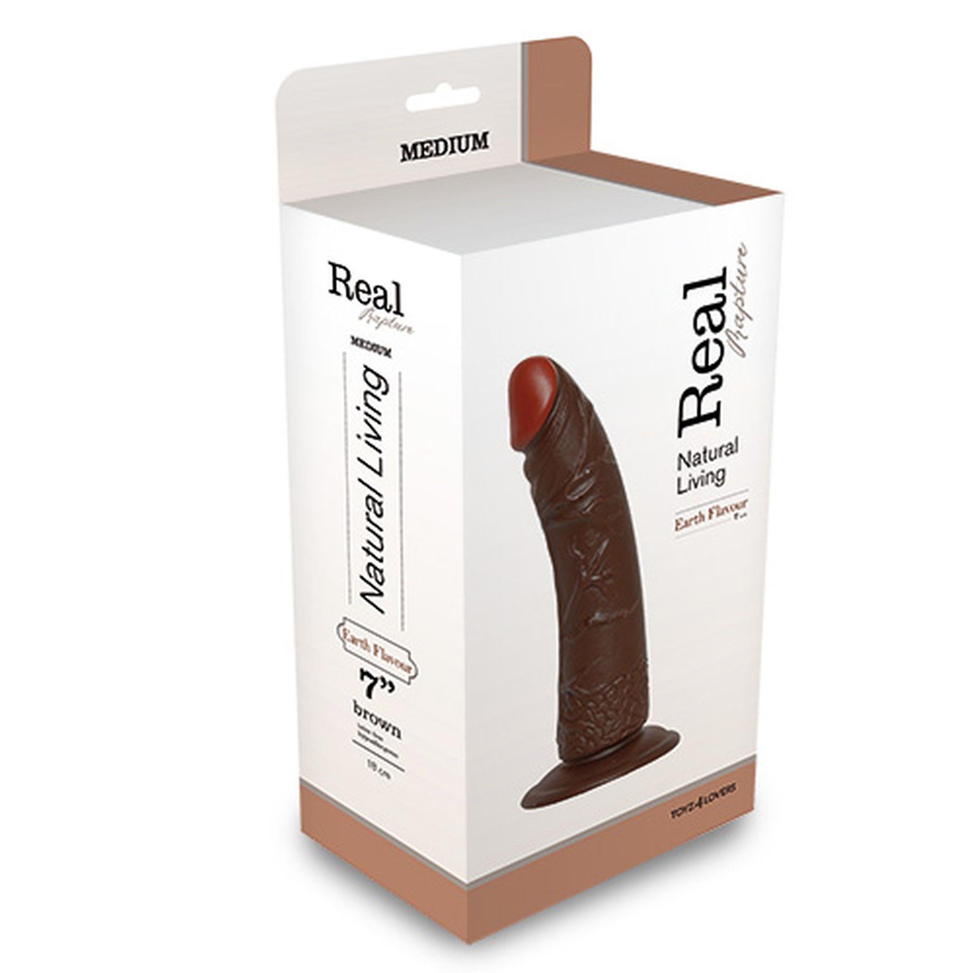 110720256871726ddd895.jpeg Brązowe realistyczne dildo żylasty penis 24,5 cm - obrazek 1