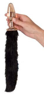 Szklany korek analny plug zatyczka z sex ogonem - obrazek 9