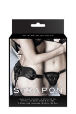 Uprząż do strap-on czarny dwa pierścienie skóra - obrazek 3