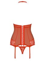 Czerwony gorset stringi sex komplet obsessive s/m - obrazek 3