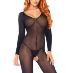 Bielizna-SHEER LONG SLEEVES BODYSTOCKING OS