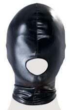 Niewolnicza maska bez otworów na oczy czarna bdsm - obrazek 7