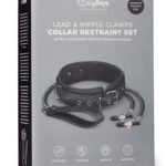 Wiązania-Leather Collar With Nipple Chains