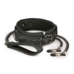 Wiązania-Leather Collar With Nipple Chains - obrazek 9