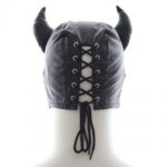 Erotyczna maska na głowę czarna diabeł bdsm sex - obrazek 4
