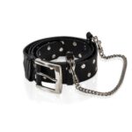 Pasek pas skórzany z ćwiekami łańcuchem bdsm