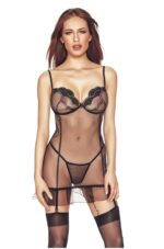Palmina black XXL/XXXL (czarna halka&stringi/black chemise&string) - obrazek 3