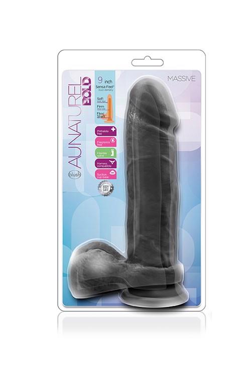 1407202568758114891f9.jpeg Silikonowe gładkie czarne dildo z przyssawką 23 cm - obrazek 1