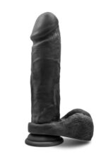 Silikonowe gładkie czarne dildo z przyssawką 23 cm - obrazek 4