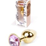 Stalowy korek analny plug złoty sex kryształ 7cm