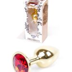 Stalowy korek analny plug złoty sex kryształ 7cm