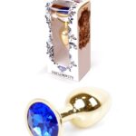 Stalowy korek analny plug złoty sex kryształ 7cm