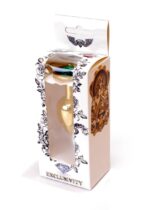 Stalowy korek analny plug złoty sex kryształ 7cm - obrazek 9