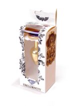 Stalowy korek analny plug złoty sex kryształ 7cm - obrazek 9