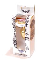 Stalowy złoty korek analny stal kryształ serce 7cm - obrazek 9