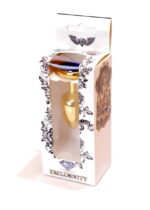 Stalowy złoty korek analny stal kryształ serce 7cm - obrazek 9