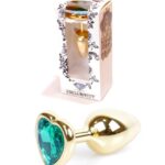 Stalowy złoty korek analny stal kryształ serce 7cm