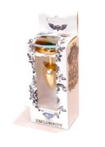 Stalowy złoty korek analny stal kryształ serce 7cm - obrazek 9