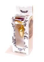 Stalowy złoty korek analny stal kryształ serce 7cm - obrazek 9