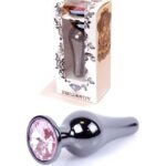 Długi stalowy korek plug analny z kryształem 2,7cm