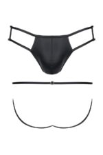 Męskie stringi z wetlooka z otwartym tyłem i elementem dekoracyjnym l - obrazek 6