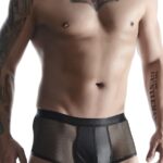 Męskie szorty z wetlooka i elastycznej siatki xxl