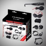 Bondage set 8 pcs black cuffs / collar/ mask/ whipp/ clamps/rope etc - obrazek 3