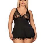 Bielizna-Luvae babydoll i stringi czarne XXL