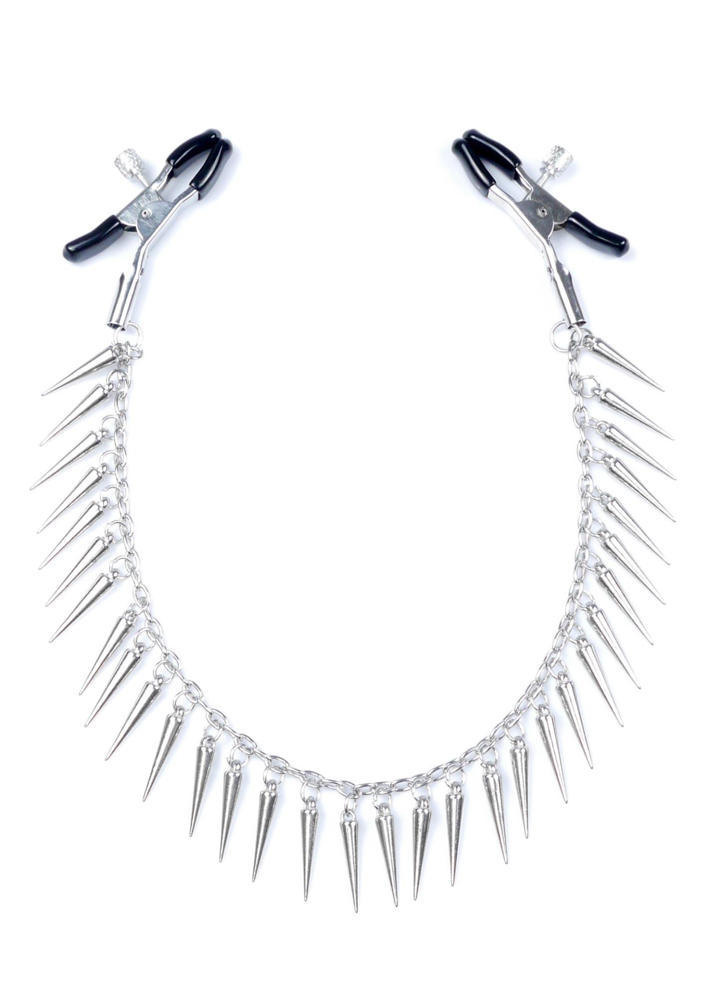 160720256877d76e33fcf.jpeg Zaciski na sutki łańcuszek z kolcami bdsm bondage - obrazek 1