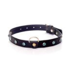 Bdsm bondage dominacja obroża 2cm skórzana turkus