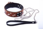 Wiązania-WHIPS obroża męska ze smyczą, koniakowa - obrazek 4