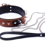 Wiązania-WHIPS obroża niewolnika ze smyczą, koniakowa