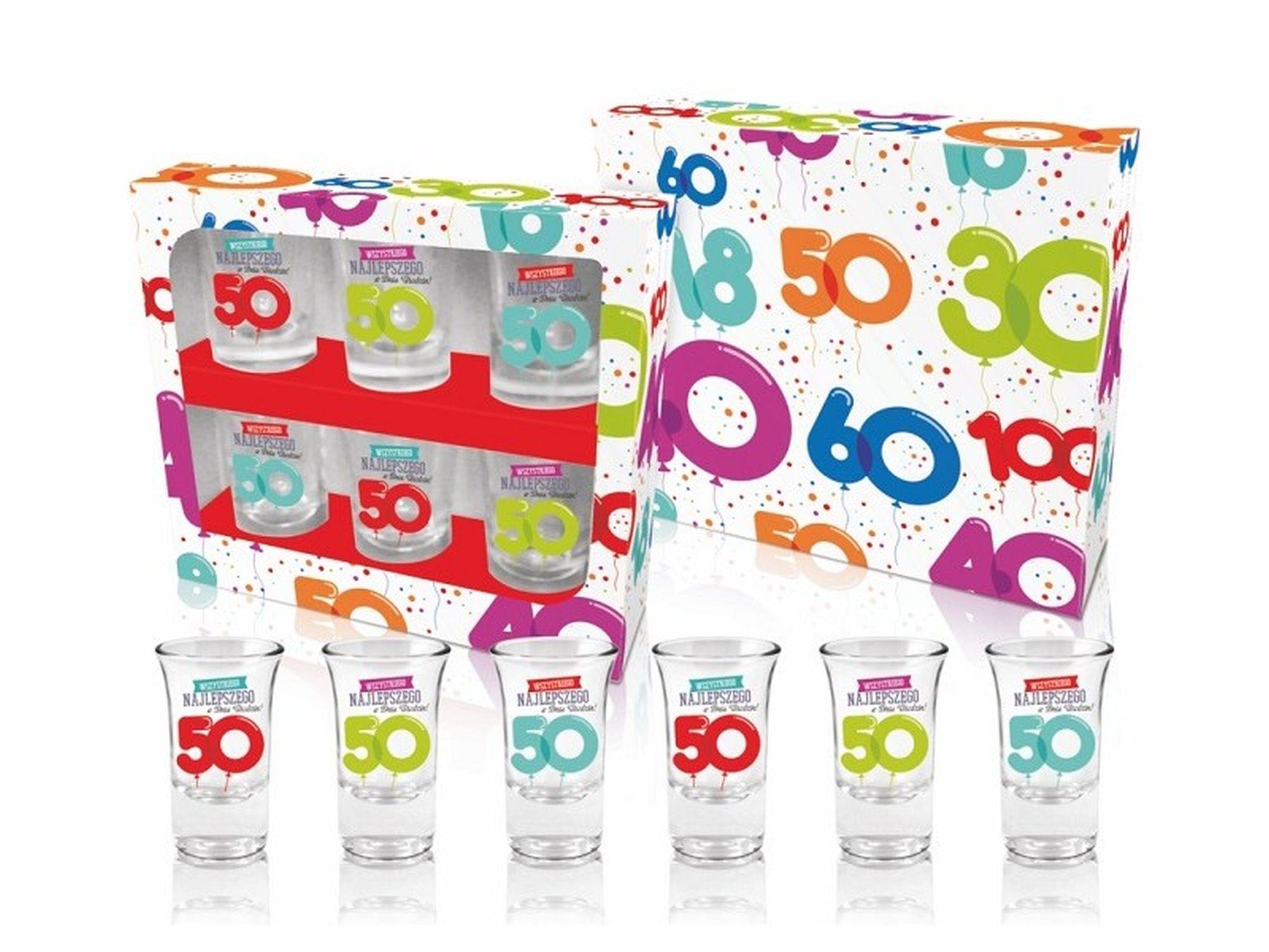 160720256877f136476fc.jpeg Kieliszki zestaw prezent imprezę 50 urodziny 6szt - obrazek 1