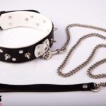 Wiązania - Obroża męska ze smyczą, biała