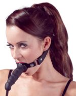 Silikonowe czarne dildo 12 cm na regulowanym pasku - obrazek 4