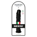 Czarny gumowy penis z żyłami i z przyssawką 18 cm - obrazek 7