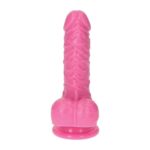 Różowe żylaste dildo gumowe z przyssawką 10,5 cm - obrazek 4