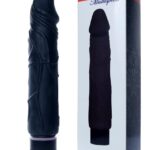 Wibrator czarny z cyberskóry naturalny penis