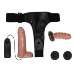 Podwójne dildo wibrator uprząż strapon sex 16cm - obrazek 3