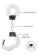 Kajdanki metalowe z futerkiem pluszem bdsm bondage - obrazek 7