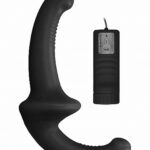 Strap-on podwójne prążkowane dildo czarne wibracja