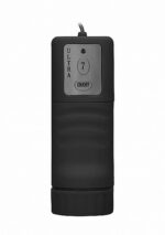 Strap-on podwójne prążkowane dildo czarne wibracja - obrazek 7