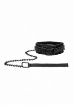 Luxury Collar with Leash - Black - obrazek 3