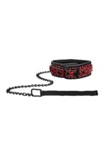 Luxury Collar with Leash - Burgundy - obrazek 3