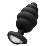 Prążkowany korek analny zatyczka plug czarny 7 cm