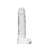 Przezroczyste dildo gumowe z prostym trzonem 19cm