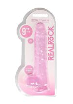 9" / 23 cm Realistic Dildo With Balls - Pink - obrazek 3