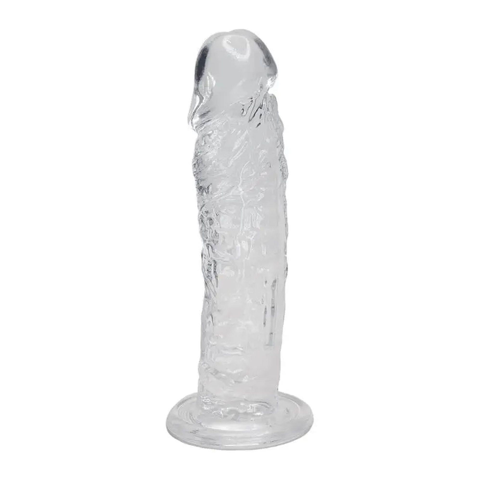 22072025687efb3f2775f.jpeg Przezroczyste dildo silikonowe z przyssawką 19,3cm - obrazek 1